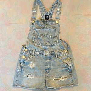 GAP Light Blue Distressed Denim Overalls